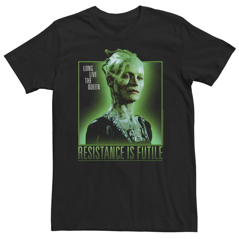 アニメキャラクター レディース トップス Tシャツ トール Licensed Character Big & Tall Star Trek Resistance Is Futile Green Hue Poster Tee Black ブラック 7,300円