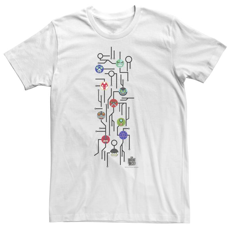 アニメキャラクター レディース トップス Tシャツ トール Licensed Character Big & Tall Cartoonetwork Ben 10 Alien Icons Map Tee White ホワイト