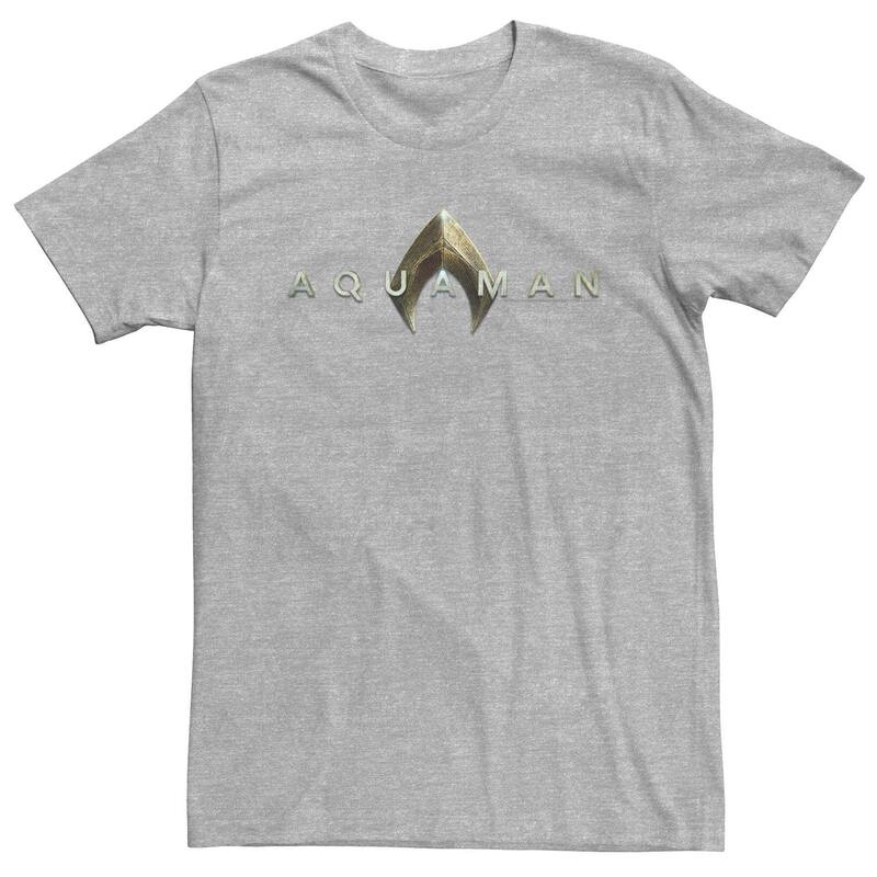 アニメキャラクター レディース トップス Tシャツ トール ロゴ Licensed Character Big & Tall DComics Aquaman Movie Logo Tee Athletic Heather ヘザー