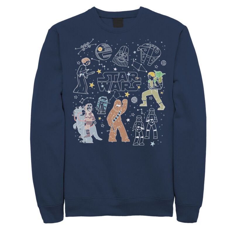 アニメキャラクター レディース トップス Tシャツ スウェット Licensed Character Men'star Wars Group Shot Constellation Doodlesweatshirt Navy ネイビー