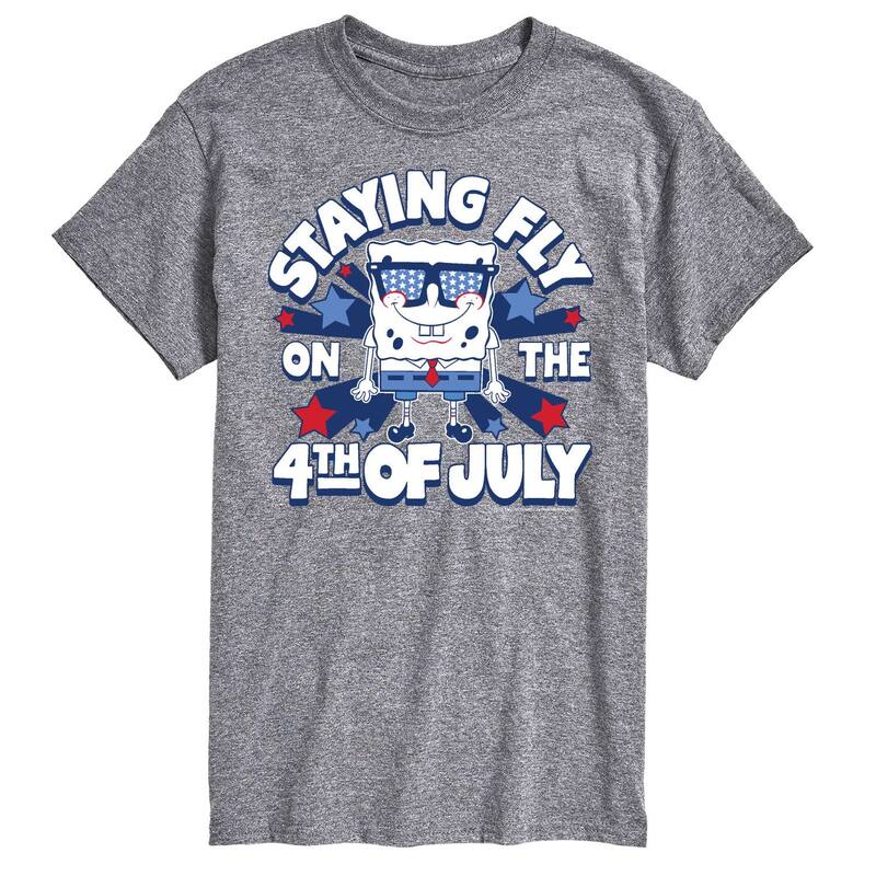 ニコロデオン レディース トップス Tシャツ パンツ トール グラフィック Big & Tall Nickelodeon Spongebob Squarepants 4th of July Graphic Tee Gray グレー
