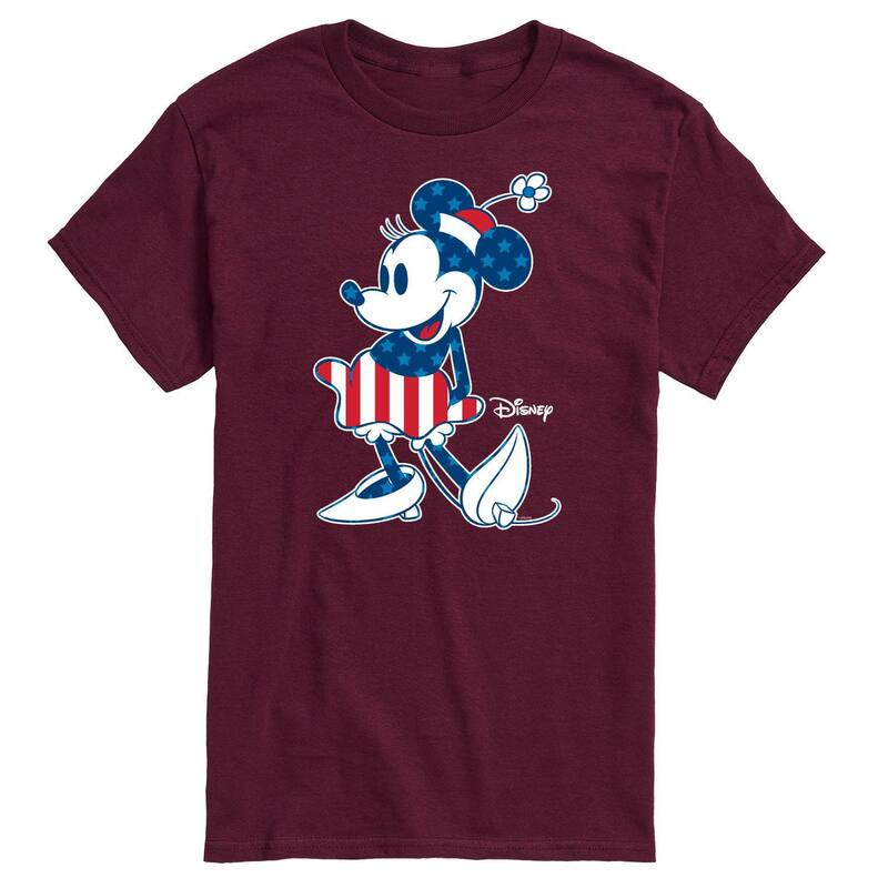 ディズニー レディース トップス Tシャツ グラフィック Disney's Minnie Mouse Men's Americana Flagraphic Tee Red レッド