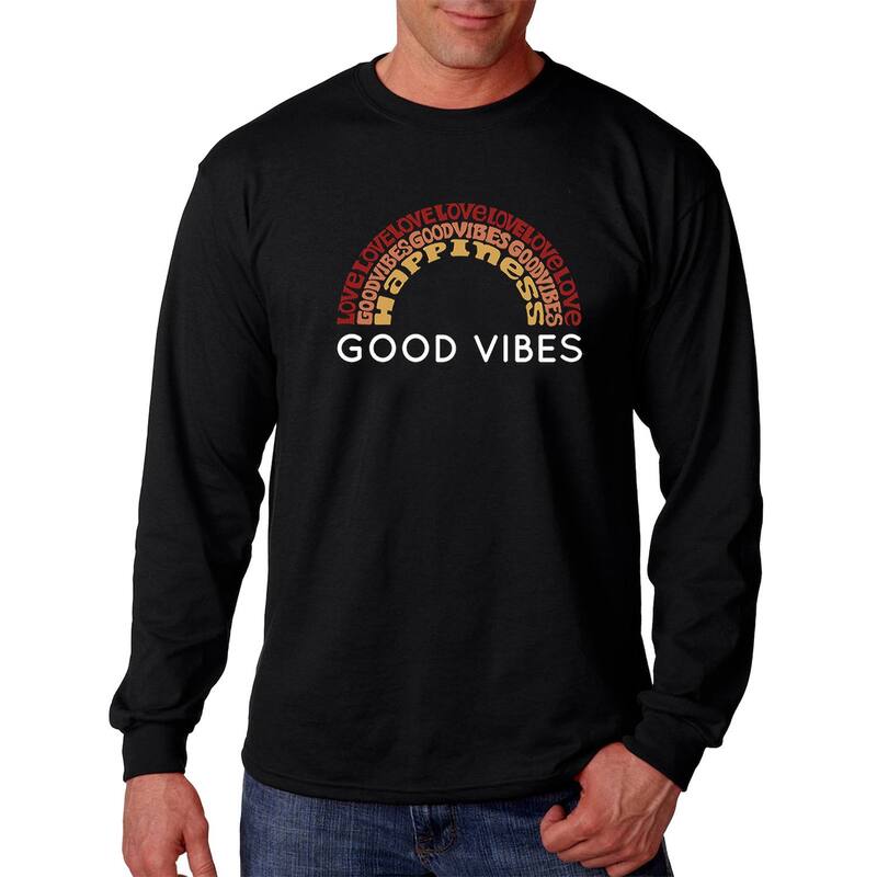 エルエーポップアート レディース トップス Tシャツ LA Pop Art Good Vibes - Men\'s Word Art Long Sleeve T-shirt Black ブラック