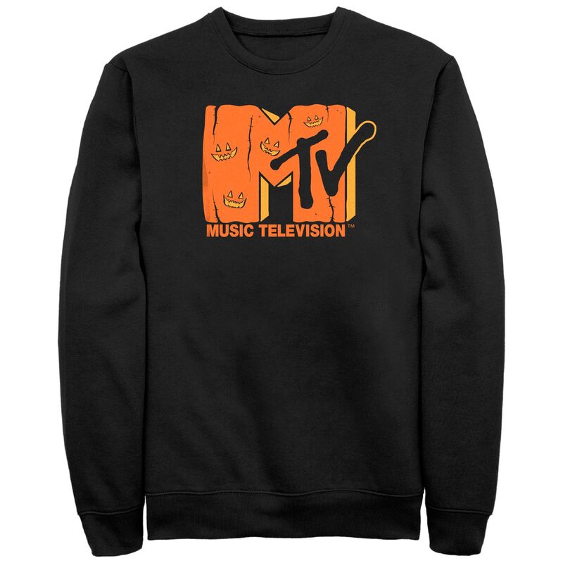 アニメ文字記号 レディース トップス プルオーバー 汗水 ロゴタイプ Licensed Character Men\u0027s MTV Music Television Halloween Jack-o\u0027-lantern Logo Sweatshirt Black 黒いこと