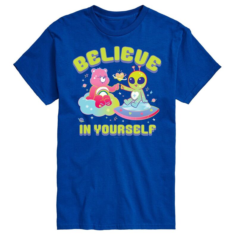 アニメキャラクター レディース トップス Tシャツ グラフィック Licensed Character Men's Care Bears Believe In Yourself Graphic Tee Blue ブルー