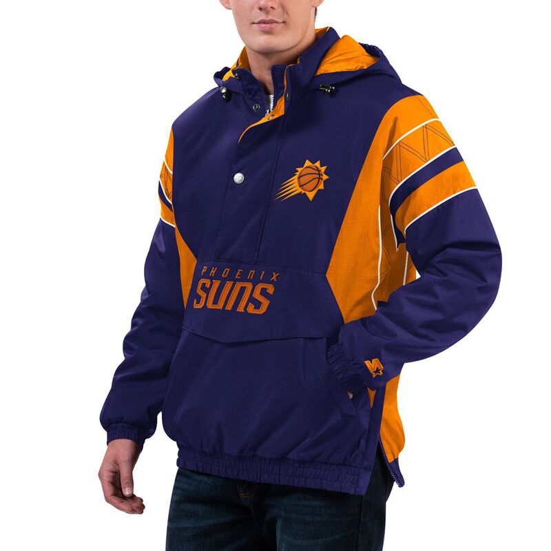 スターター レディース アウター ジャケット・ブルゾン パーカー Men'starter Purple Phoenix Suns Home Team Hoodie Half-Zip Jacket Phx Purple パープル｜ReVida 店