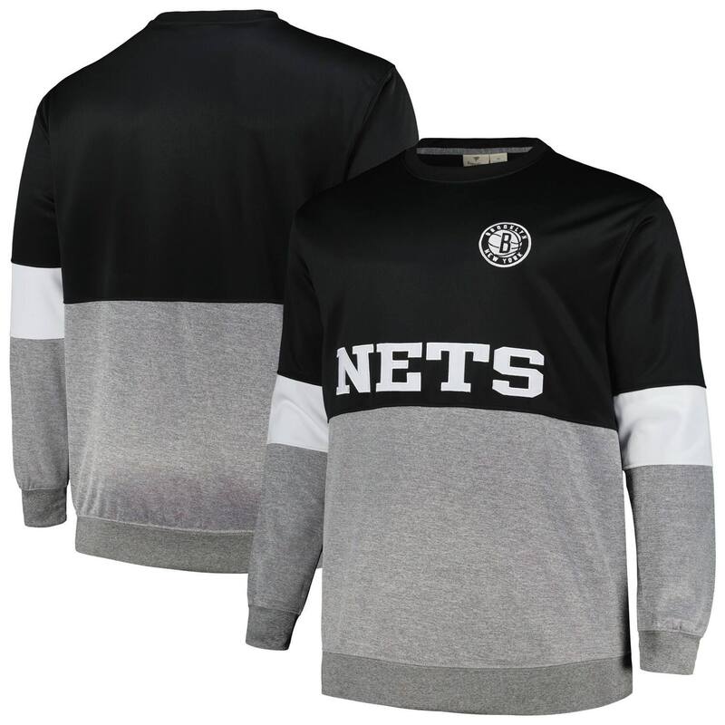 アンブランデッド レディース トップス Tシャツ スウェットール Unbranded Men's Fanatics Branded Black/Heather Gray Brooklynets Big & Tall Split Pullover Sweatshirt Net Black ブラック