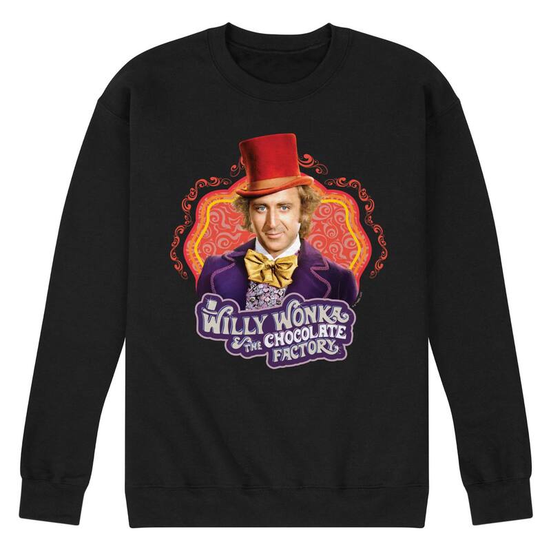 アニメ文字記号 レディース トップス プルオーバー 汗水 フリース Licensed Character Men\u0027s Willy Wonka Fleece Sweatshirt Black 黒いこと