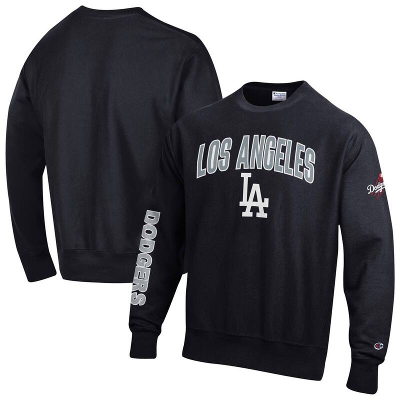 チャンピオン レディース トップス Tシャツ スウェット Men's Champion Black Los Angeles Dodgers Reverse Weave Chenille Sweatshirt Lad Black ブラック｜ReVida 店