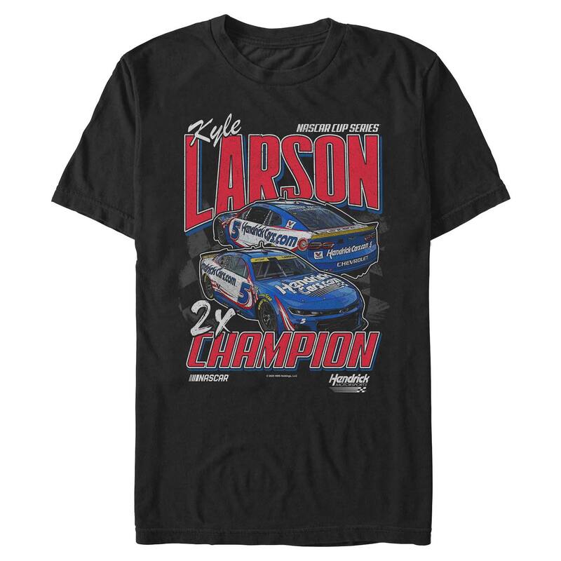 アニメキャラクター レディース トップス Tシャツ グラフィック Licensed Character Men's Kyle Larson 2-Time Champion Graphic Tee Black ブラック｜ReVida 店