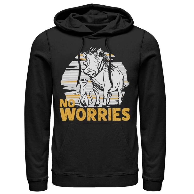 ウォルトディズニー レディース トップス プルオーバー パーカー Disney\u0027s The Lion King Live Action Timon Pumbaa No Worries Men\u0027s Pullover Hoodie Black 黒いこと