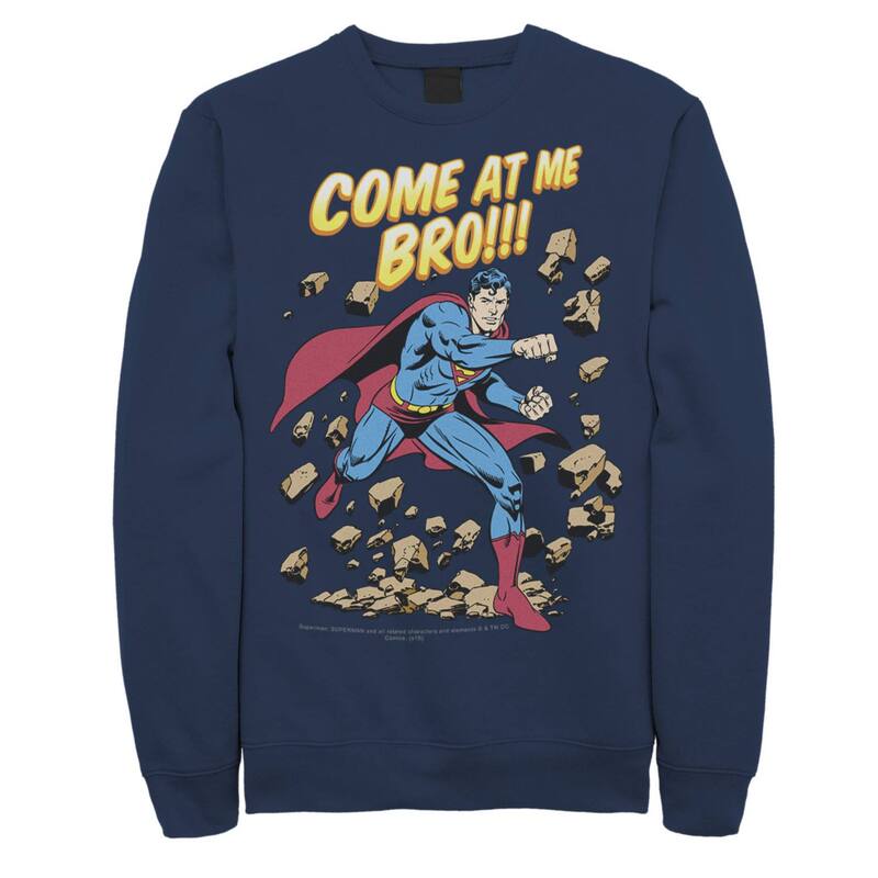 アニメ文字記号 レディース トップス プルオーバー フリース グラフィック Licensed Character Men\u0027s DComicsuperman Come At Me Bro Text Poster Graphic Fleece Pullover Navy 米国海軍