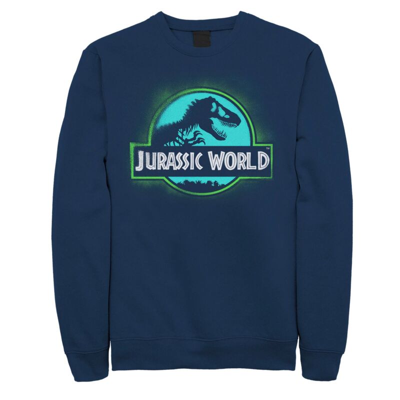 アニメキャラクター レディース トップス Tシャツ スウェット ロゴ Licensed Character Men's Jurassic World Two Logo Graffiti Spray Paint Sweatshirt Navy ネイビー
