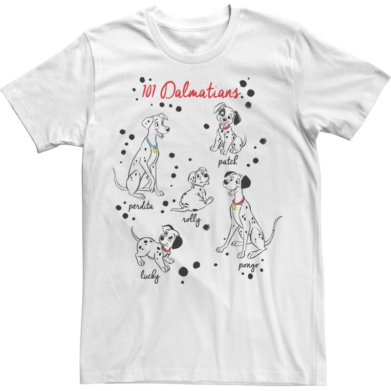 ディズニー レディース トップス Tシャツ Disney's 101 Dalmatians Puppy Names Men's Tee White ホワイト
