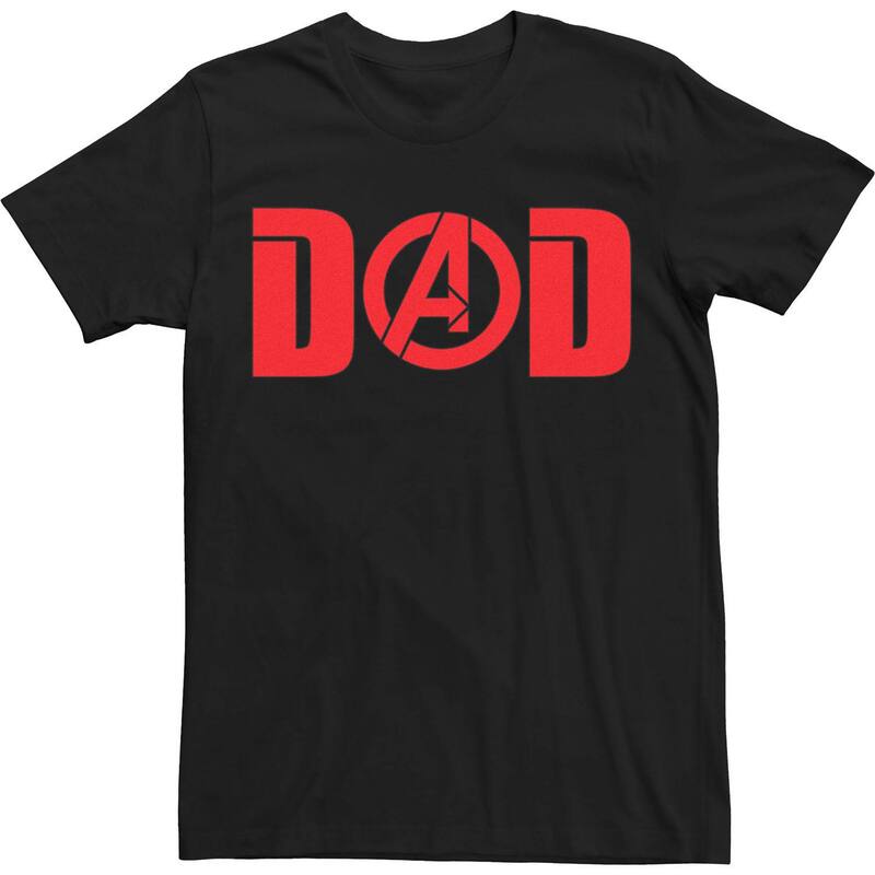 アニメキャラクター レディース トップス Tシャツ トール Licensed Character Big & Tall Marvel Dad Father Textee Black ブラック