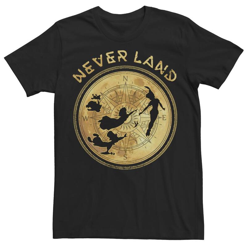 ディズニー レディース トップス Tシャツ Disney's Peter Pan Flying Never Land Compass Men's Tee Black ブラック