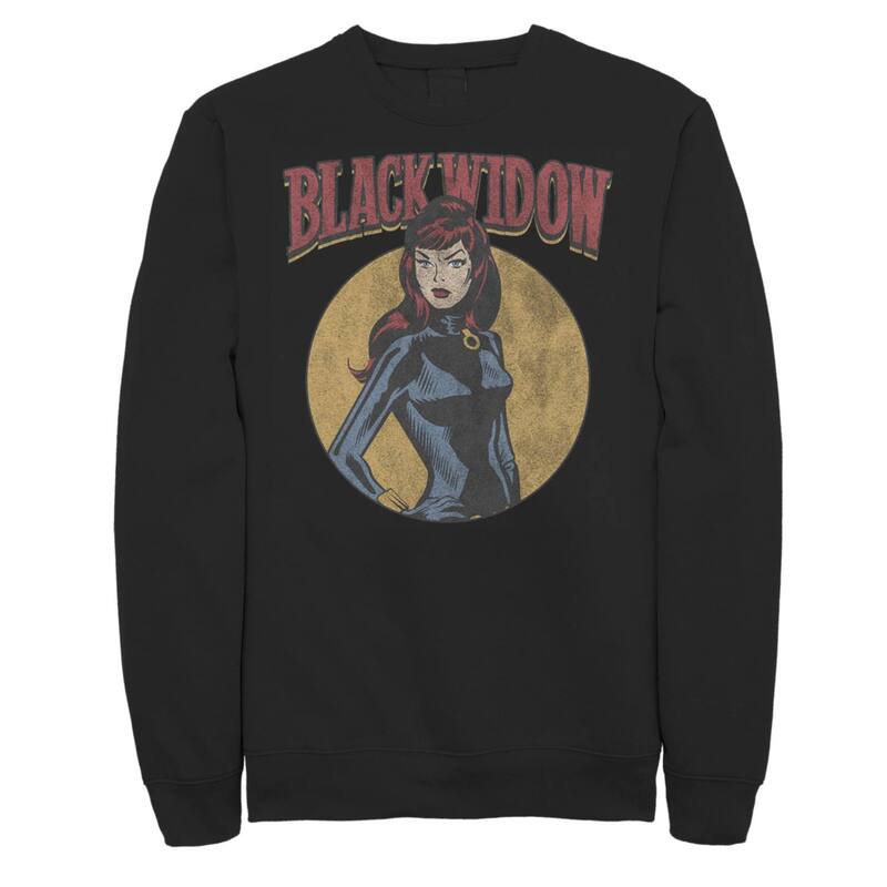 マーベル レディース トップス プルオーバー 汗水 Men\u0027s Marvel Black Widow Sweatshirt Black 黒いこと