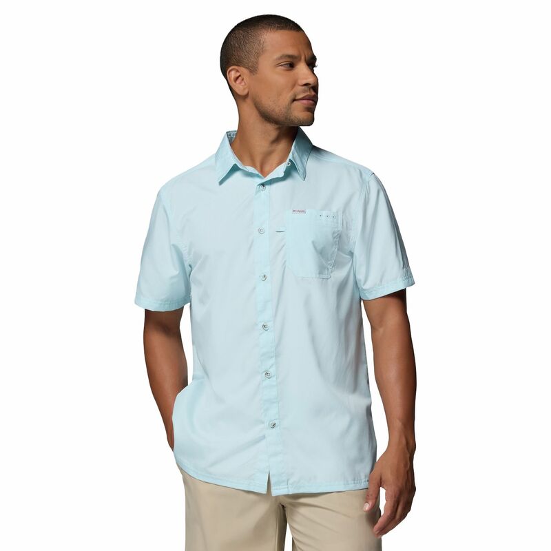 コロンビア レディース トップス Tシャツ ダウン Men's Columbia PFG UPF 50 Slack Tide Omni-Wick Button-Down Camp Shirt Marine Light｜ReVida 店