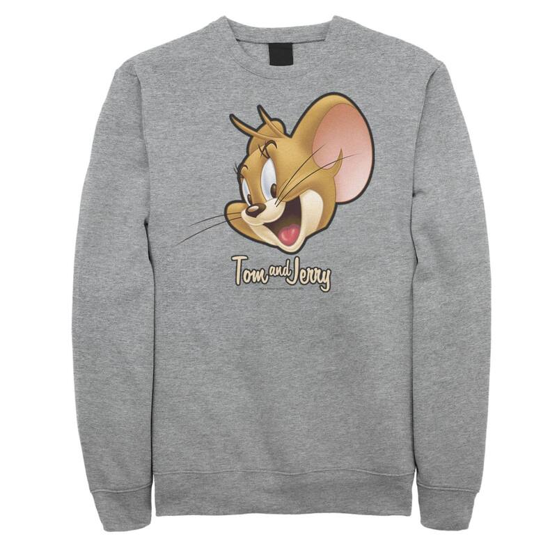 アニメ文字記号 レディース トップス プルオーバー 汗水 Licensed Character Men\u0027s Tom And Jerry Simple Jerry Big Face Sweatshirt Athletic Heather ギョリュウモドキ