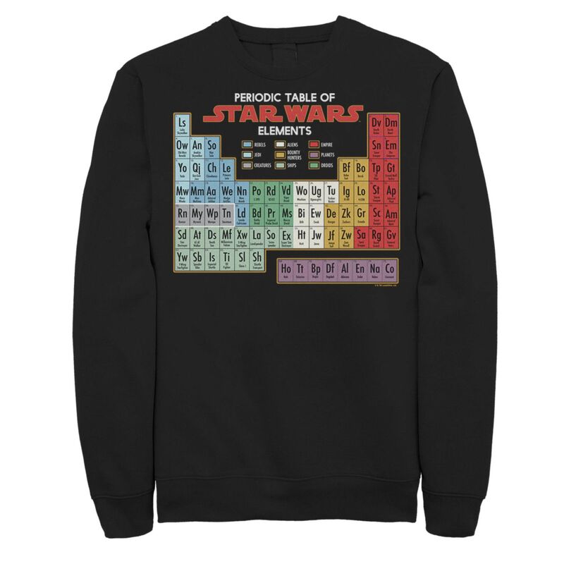 アニメ文字記号 レディース トップス プルオーバー 汗水 グラフィック Licensed Character Men\u0027star Wars Periodic Table of Elements Graphic Sweatshirt Black 黒いこと