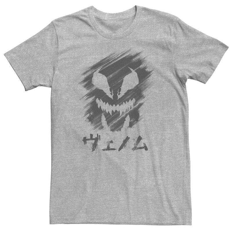 マーベル レディース トップス Tシャツ トール Big & Tall Marvel Venom Kanji Face Brush Strokes Tee Athletic Heather ヘザー