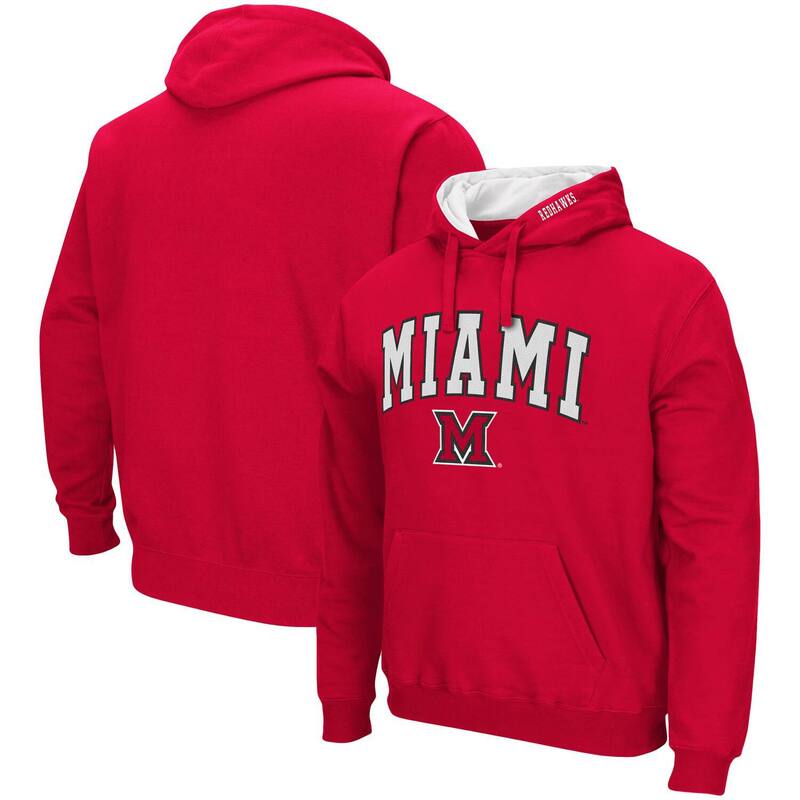 円形劇場 レディース トップス プルオーバー ロゴタイプ パーカー Men\u0027s Colosseum Red Miami University RedHawks Arch and Logo Pullover Hoodie Moh Red 赤いこと