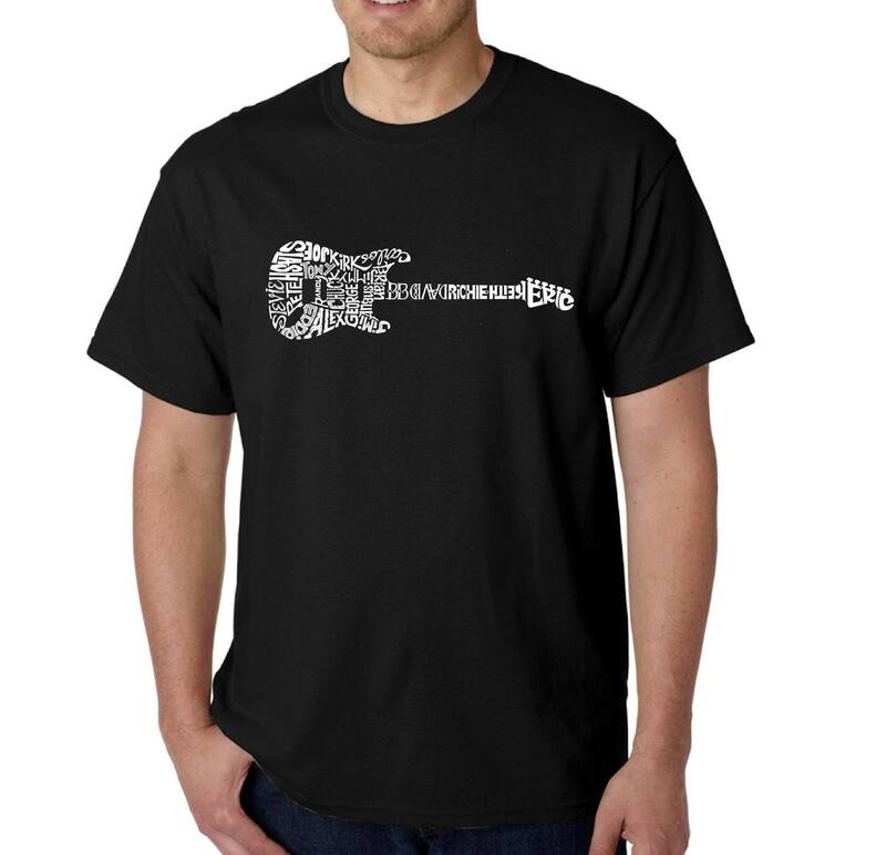 エルエーポップアート レディース トップス Tシャツ LA Pop Art Rock Guitar - Men's Word Art-shirt Black ブラック|ReVida 店