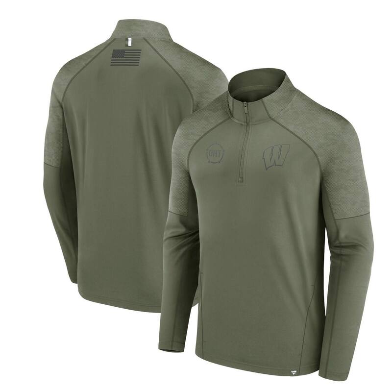 アンブランデッド レディース アウター ジャケット・ブルゾン Unbranded Men's Fanatics Branded Olive Wisconsin Badgers OHT Military Appreciation Titan Raglan Quarter-Zip Jacket Wis Multi マルチカラー