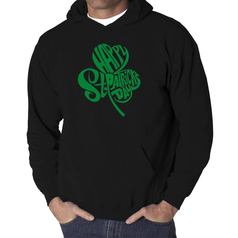 エルエーポップアート レディース トップス Tシャツ スウェット LA Pop Art St. Patrick's Day Shamrock - Men's Word Art Hooded Sweatshirt Black ブラック