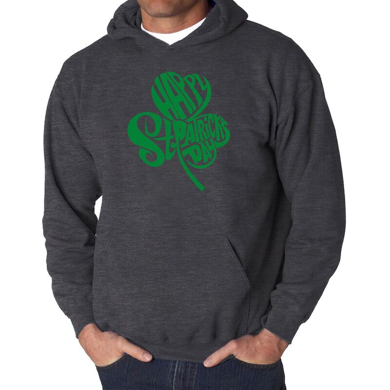エルエーポップアート レディース トップス Tシャツ スウェット LA Pop Art St. Patrick's Day Shamrock - Men's Word Art Hooded Sweatshirt Grey グレー