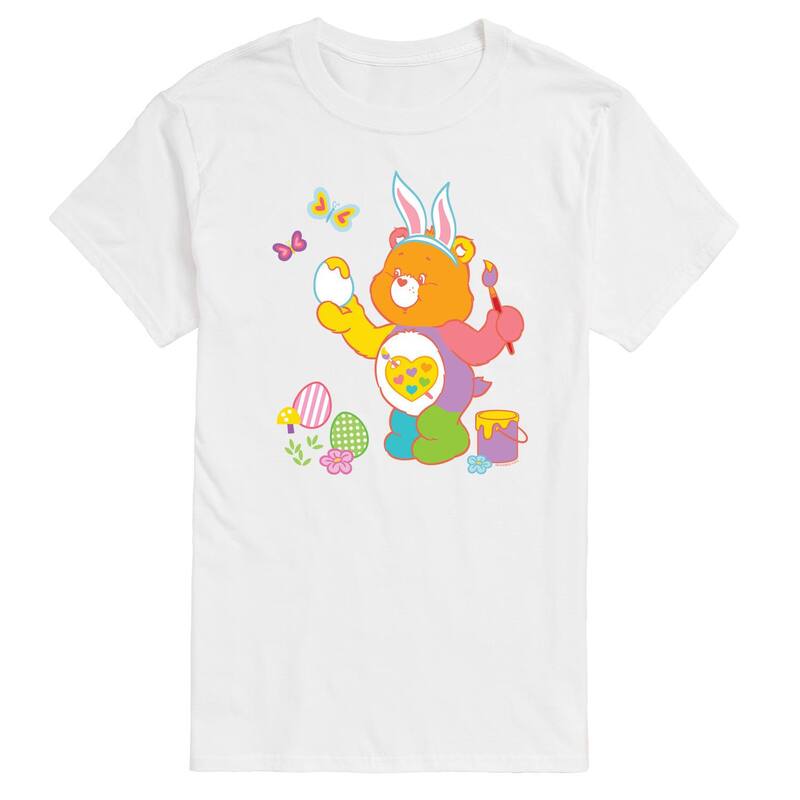 アニメキャラクター レディース トップス Tシャツ グラフィック Licensed Character Men's Care Bears Painting Easter Eggs Graphic Tee White ホワイト