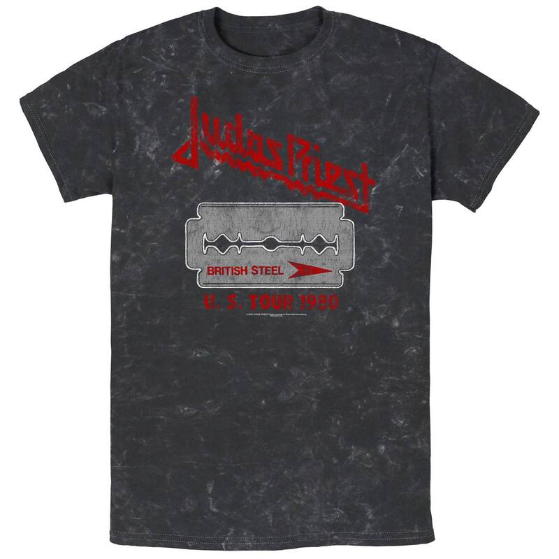 アニメキャラクター レディース トップス Tシャツ グラフィック Licensed Character Men's Judas Priest British Steel U.S. Tour 1980 Mineral Wash Graphic Tee Black ブラック