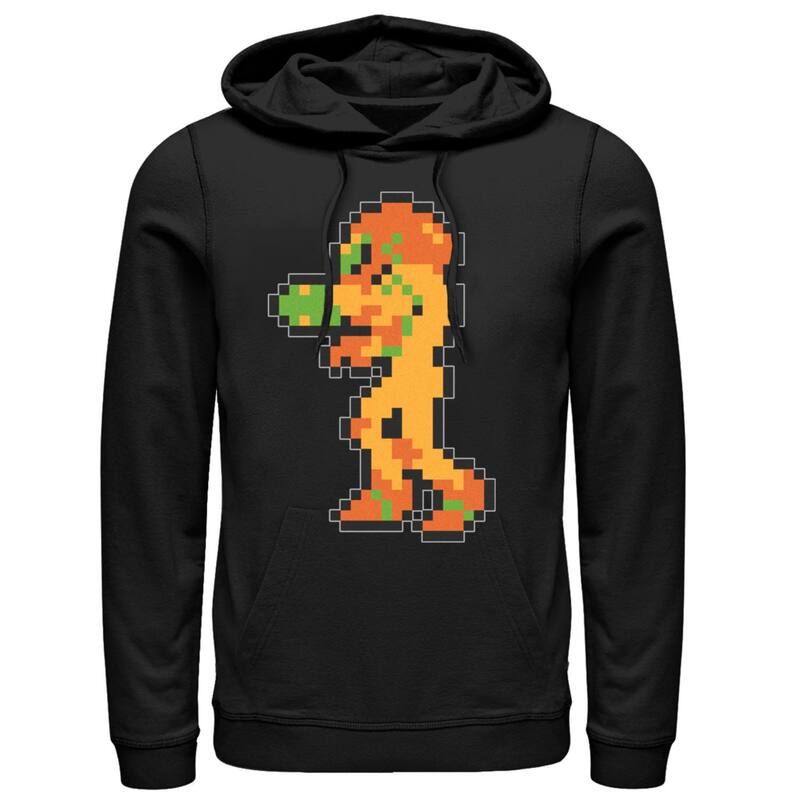 アニメキャラクター レディース トップス Tシャツ パーカー Licensed Character Men's Nintendo Samus Pixel Hoodie Black ブラック