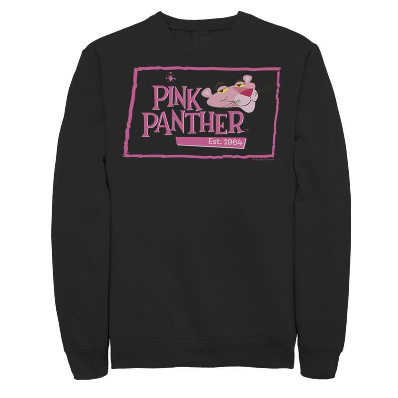 アニメキャラクター レディース トップス Tシャツ ロゴ フリース グラフィック Licensed Character Men's Pink Panther Boxed Portrait Logo Graphic Fleece Pullover Black ブラック