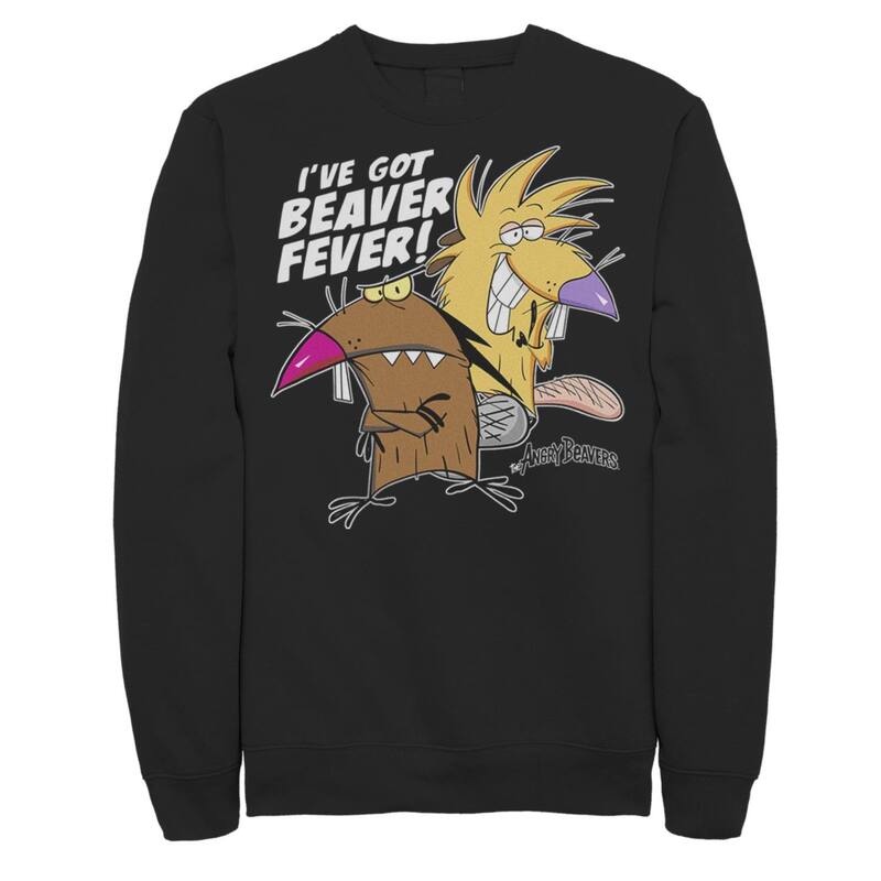 ニコロデオン レディース トップス プルオーバー フリース Men\u0027s Nickelodeon Angry Beavers Daggett \u0026 Norbert Feverish Fleece Black 黒いこと