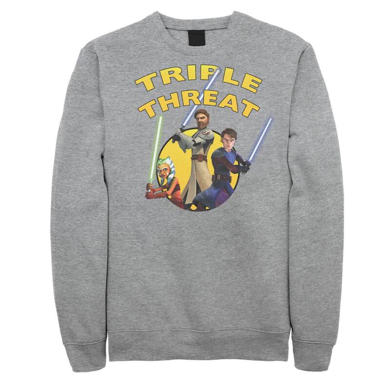 はやりっ児 ウォーズ レディース トップス プルオーバー フリース Men\u0027star Wars: Clone Wars Group Shotriple Threat Fleece Athletic Heather ギョリュウモドキ