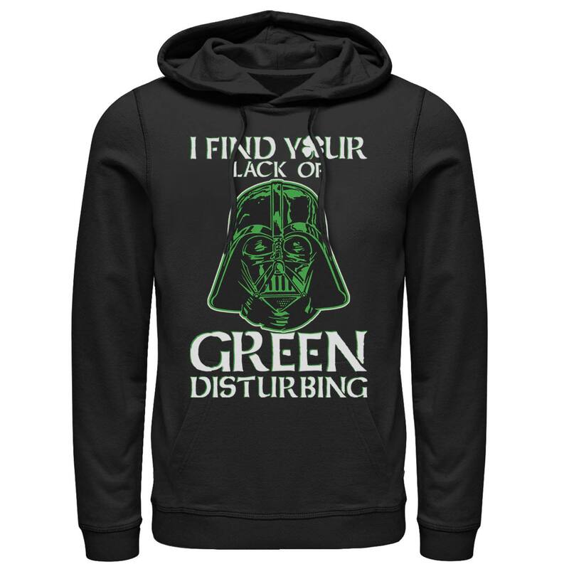 アニメキャラクター レディース トップス Tシャツ パーカー Licensed Character Men'star Wars Vader Lack Of Green St. Patrick Hoodie Black ブラック
