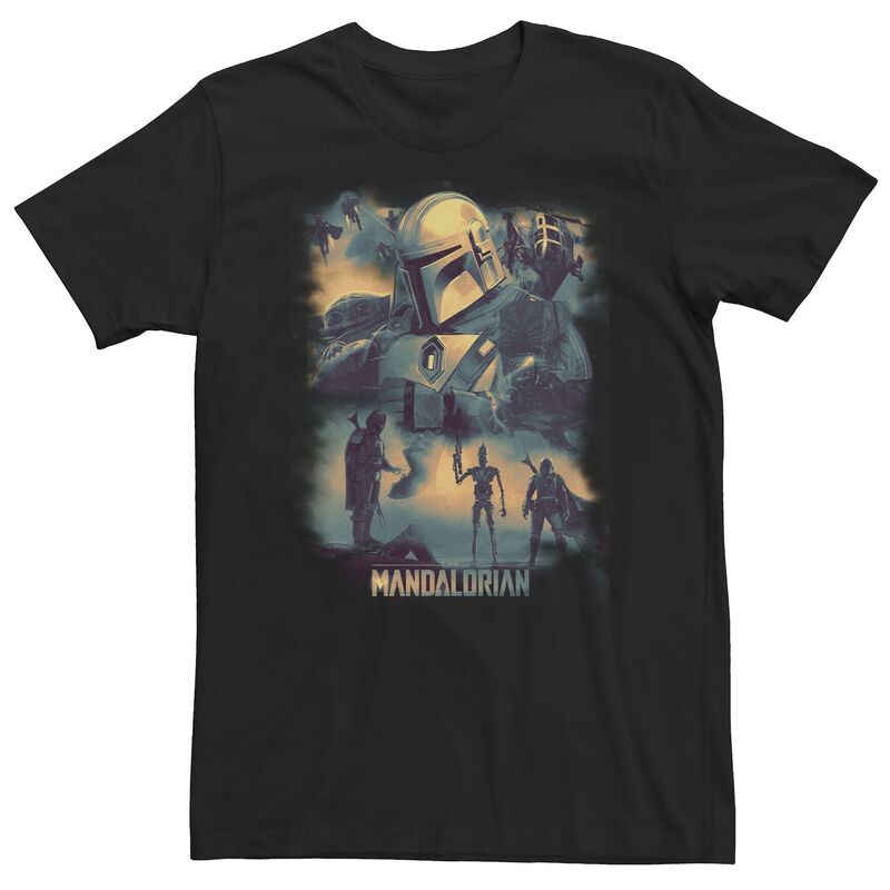アニメキャラクター レディース トップス Tシャツ トール Licensed Character Big & Tall Star Wars Mando Memory Collage Tee Black ブラック