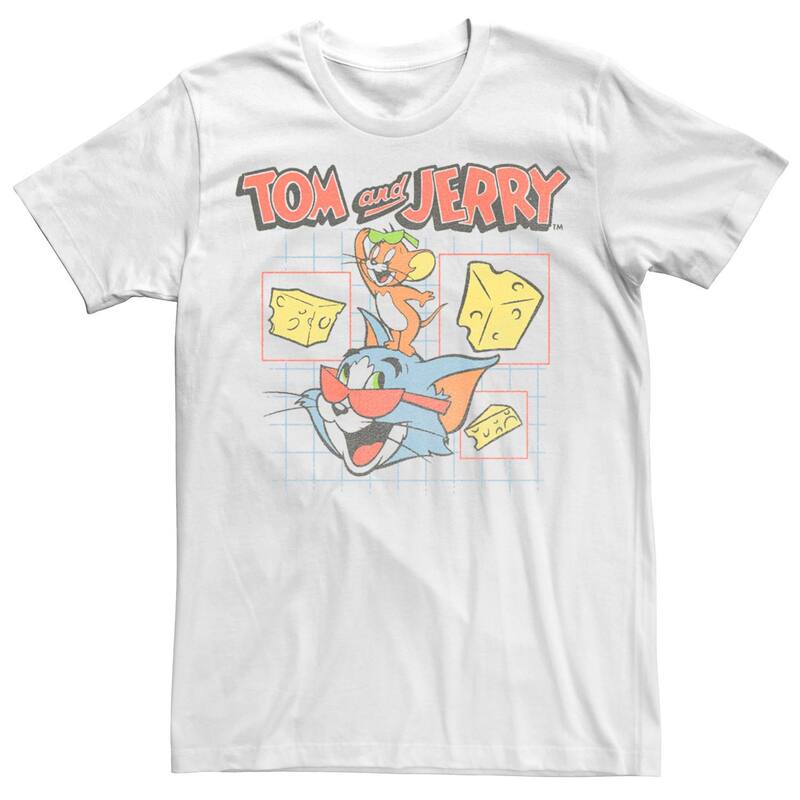 アニメキャラクター レディース トップス Tシャツ Licensed Character Men's Tom And Jerry With Glasses And Cheese Tee White ホワイト