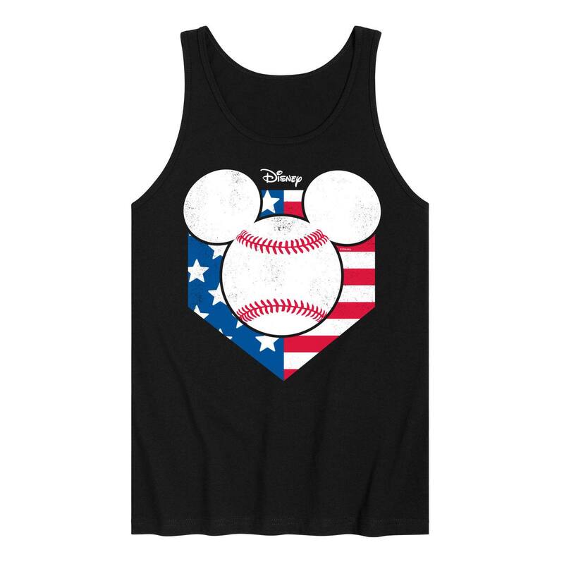 ディズニー レディース トップス Tシャツ Disney's Mickey Mouse Men's Baseball Flag Tank Top Black ブラック
