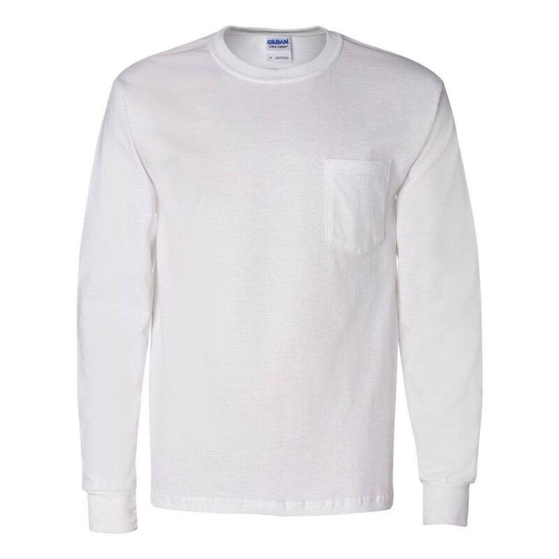 ギルダン レディース トップス Tシャツ コットン Gildan Ultra Cotton Long Sleeve Pocket-Shirt White ホワイト