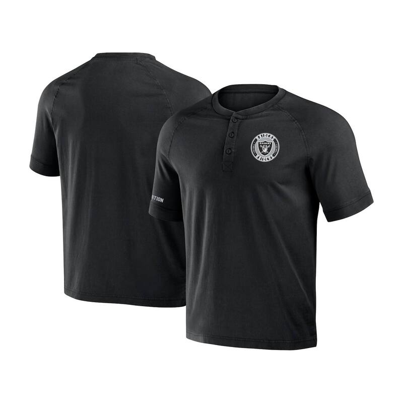 アンブランデッド レディース トップス プルオーバー Unbranded Men\u0027s NFL x Darius Rucker Collection by Fanatics Black Las Vegas Raiders Washed Raglan Henley T-Shirt Lvr Black 黒いこと