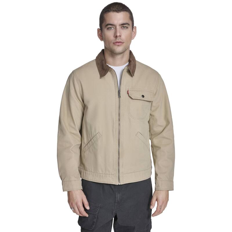 リーバイス レディース アウター ジャケット・ブルゾン コーデュロイ コットン Men Levi Cotton Canvas Depot Jacket with Corduroy Collar Tan タン
