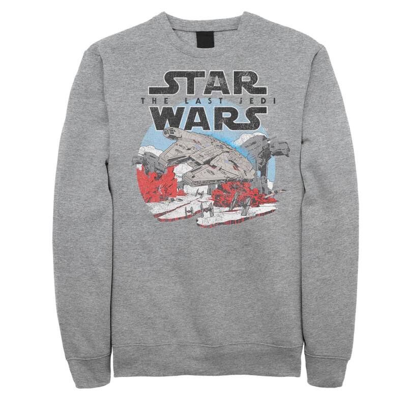 アニメ文字記号 レディース トップス プルオーバー Licensed Character Men\u0027star Wars The Last Jedi Battle Scene Poster Tee Athletic Heather ギョリュウモドキ