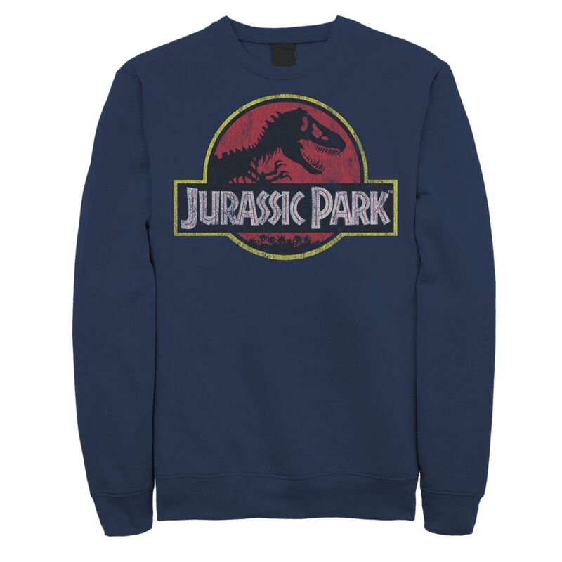 アニメキャラクター レディース トップス Tシャツ ロゴ フリース Licensed Character Men's Jurassic Park Distressed Original Park Logo Fleece Pullover Navy ネイビー