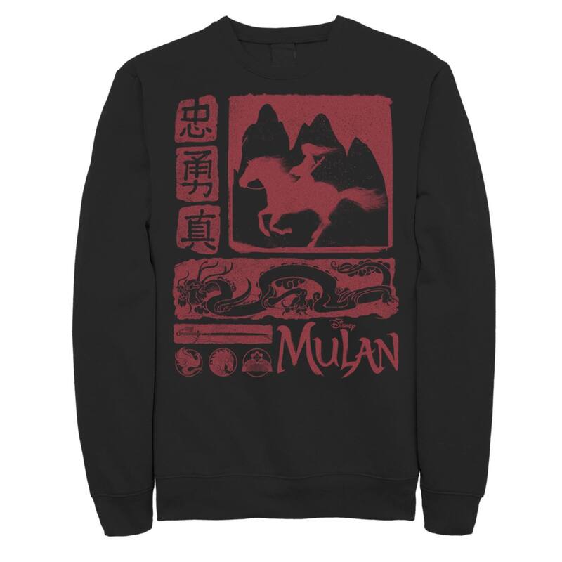 ウォルトディズニー レディース トップス プルオーバー 汗水 Disney\u0027s Mulan Live Action Red Block Art Men\u0027sweatshirt Black 黒いこと