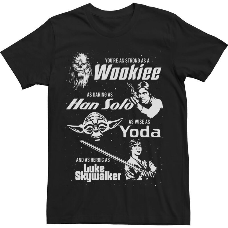 アニメキャラクター レディース トップス Tシャツ トール Licensed Character Big & Tall Star Warstrong Daring Wise Father's Day Tee Black ブラック