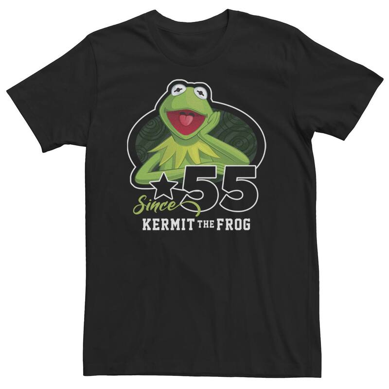 ディズニー レディース トップス Tシャツ トール Big & Tall Disney The Muppets Kermithe Frog Since '55 Portraitee Black ブラック