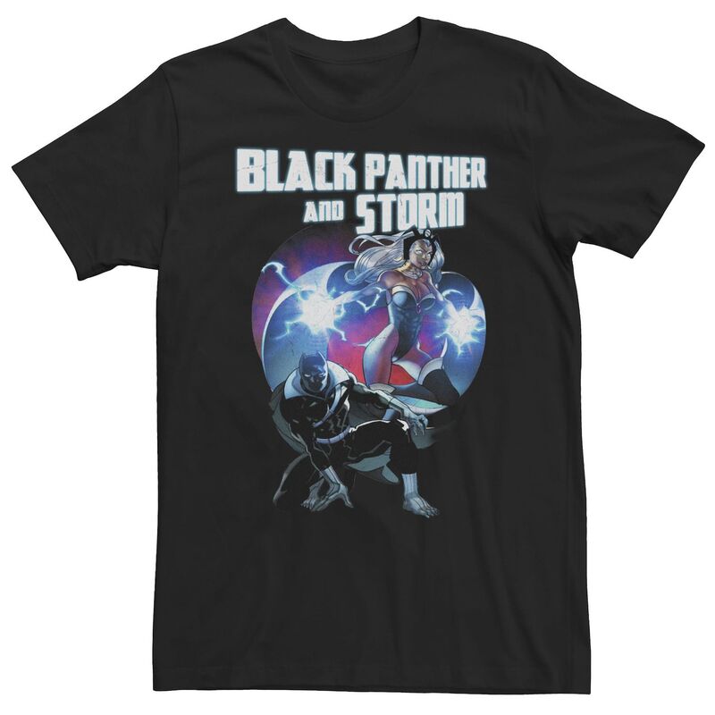 アニメキャラクター レディース トップス Tシャツ トール Licensed Character Big & Tall Marvel Black Panther And Storm Lightning Portraitee Black ブラック