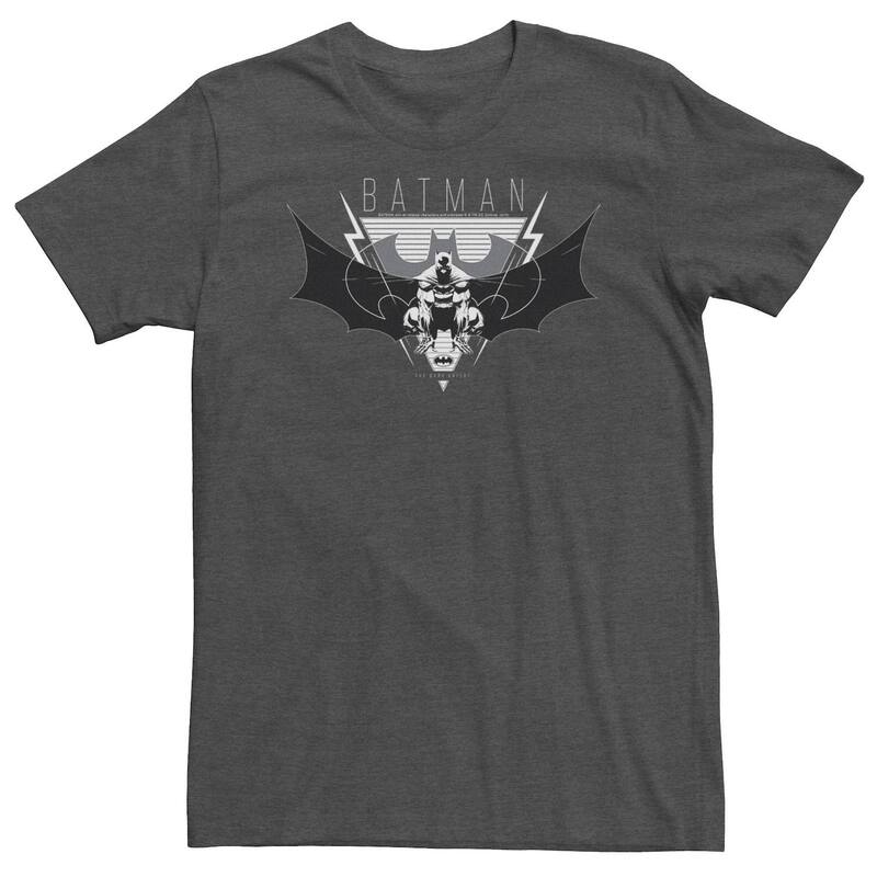 アニメキャラクター レディース トップス Tシャツ トール Licensed Character Big & Tall DComics Batman Triangle Portraitee Charcoal Heather チャコール
